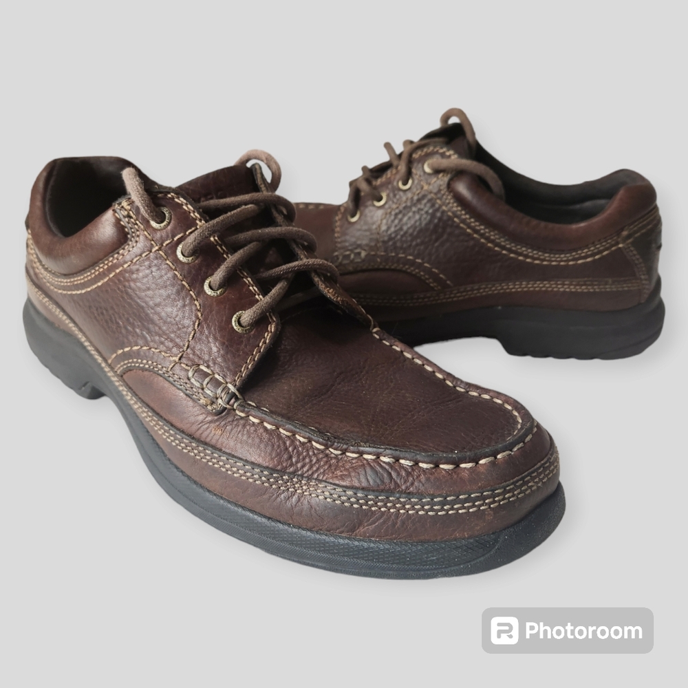 Rockport Walkability Men’s Banni Brown Leather Moc Toe Oxford size 10